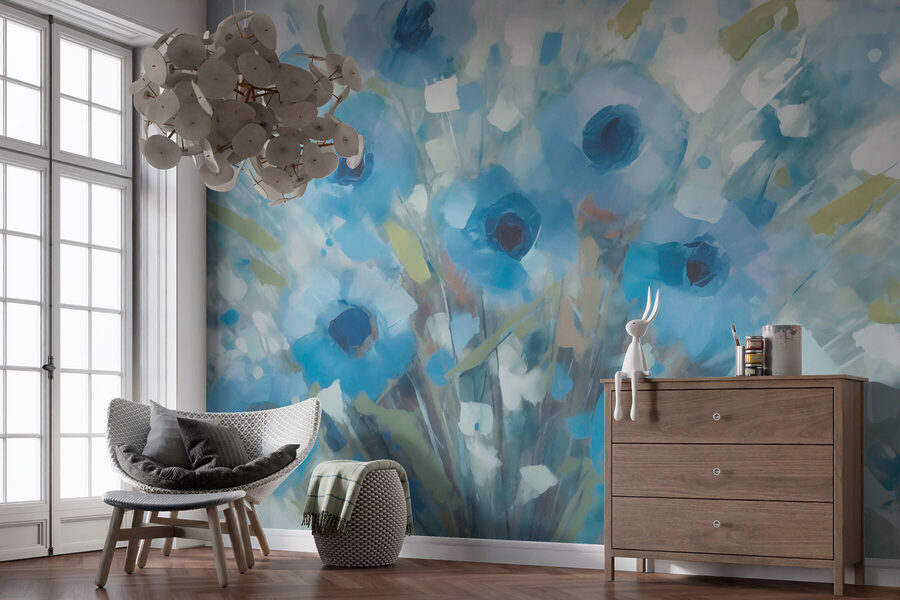 Painting of blue flowers Painting of blue flowers