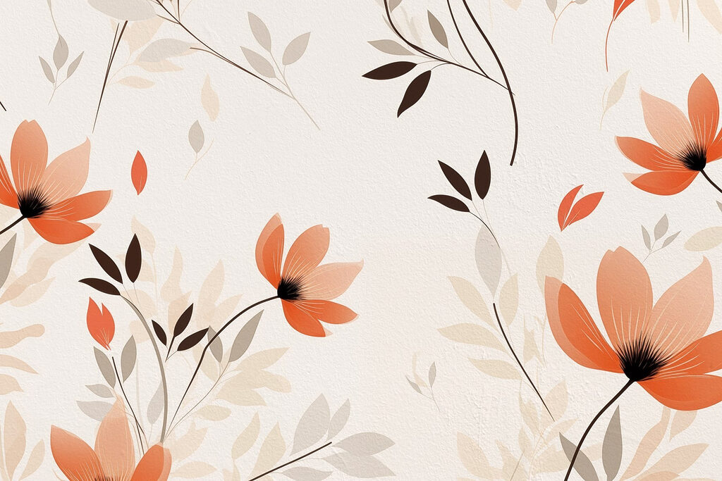 Wallpaper with flowers and leaves Wallpaper with flowers and leaves
