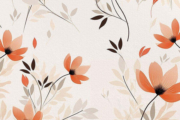 Wallpaper with flowers and leaves Wallpaper with flowers and leaves