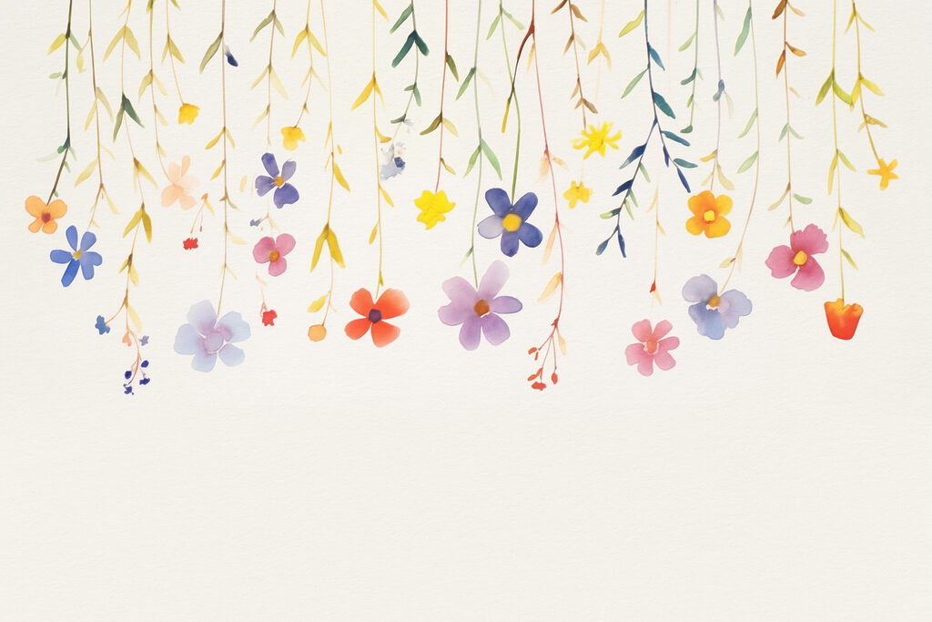 Watercolor painting of flowers and leaves Watercolor painting of flowers and leaves