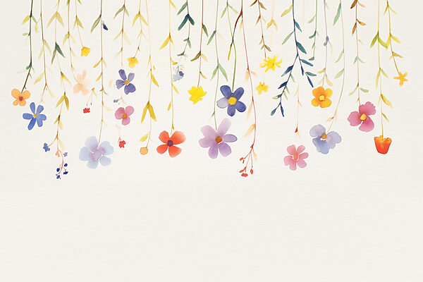 Watercolor painting of flowers and leaves Watercolor painting of flowers and leaves