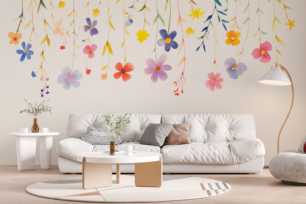 Watercolor painting of flowers and leaves Watercolor painting of flowers and leaves