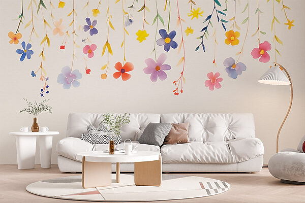 Watercolor painting of flowers and leaves Watercolor painting of flowers and leaves