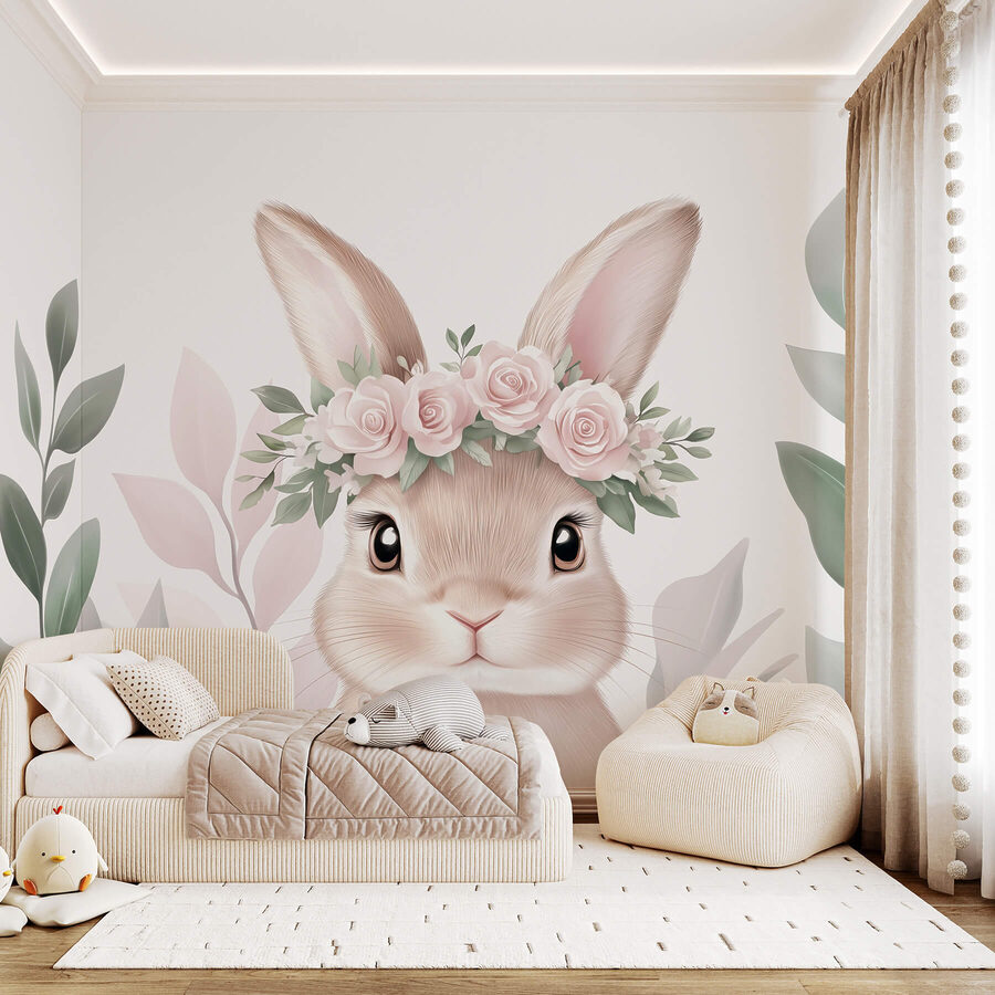 Rabbit wearing a flower crown
