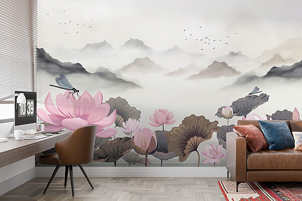 Painting of flowers and water Painting of flowers and water