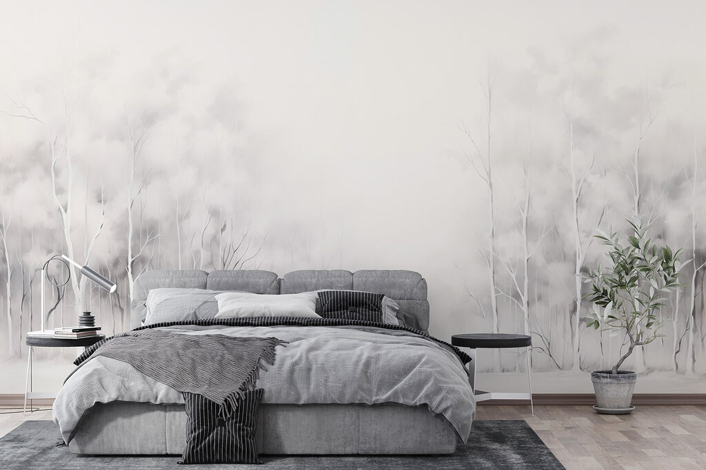 Group of trees in a snowy forest Group of trees in a snowy forest