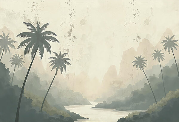 River with trees and mountains River with trees and mountains