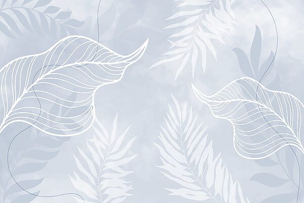 White leaves on a blue background White leaves on a blue background