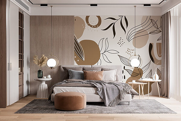 Wall murals Pattern of leaves and flowers (SKU: w03234) Wall murals Wall murals Pattern of leaves and flowers (SKU: w03234)