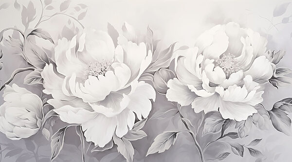 Elegant white floral arrangement on canvas Elegant white floral arrangement on canvas