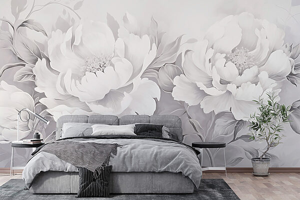 Elegant white floral arrangement on canvas Elegant white floral arrangement on canvas