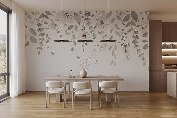 Soft botanical design on white backdrop Soft botanical design on white backdrop