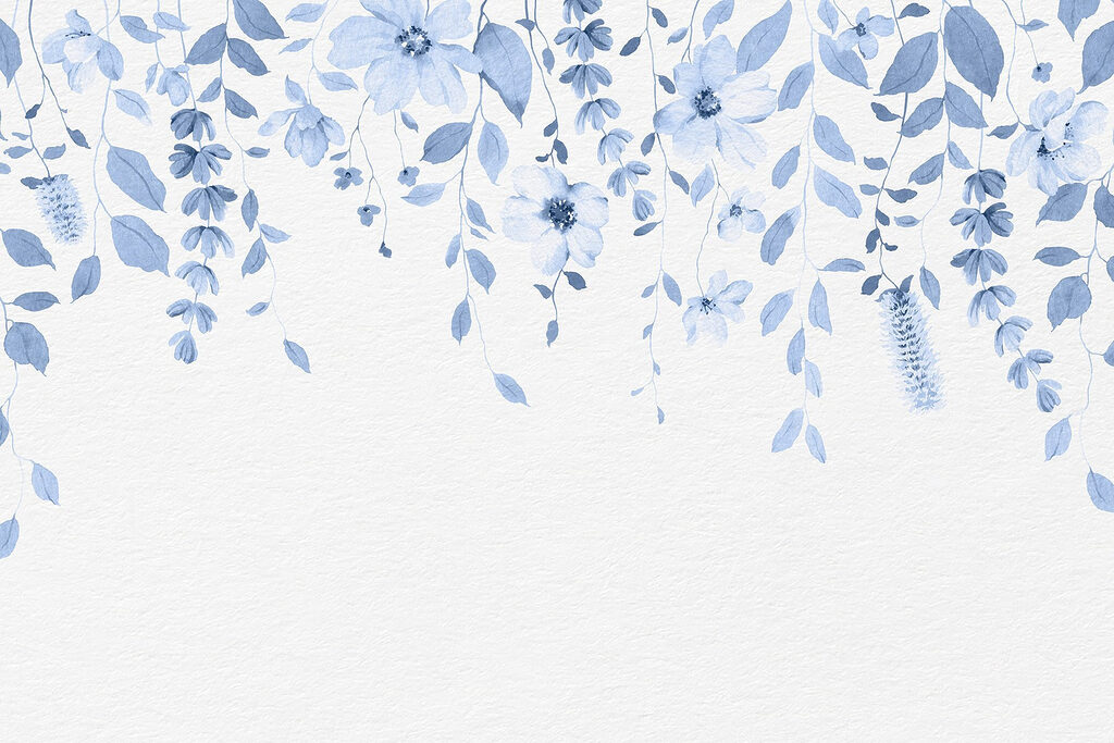 Blue flowers and leaves Blue flowers and leaves