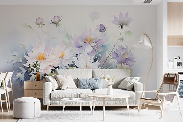 Painting of flowers on a white background Painting of flowers on a white background