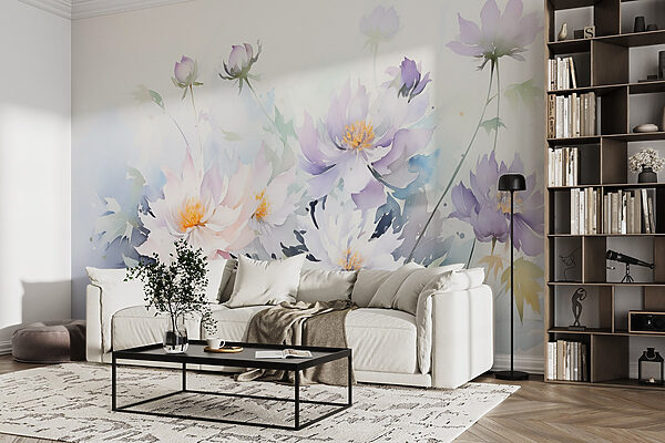Painting of flowers on a white background Painting of flowers on a white background