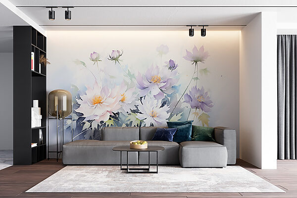Painting of flowers on a white background Painting of flowers on a white background