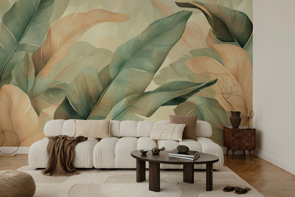Lush leaves in soft, muted tones