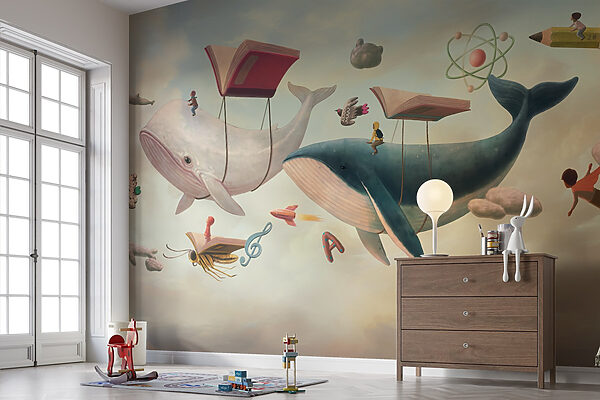 Whale and whale with books and a book on them Whale and whale with books and a book on them