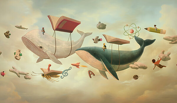 Whale and whale with books and a book on it Whale and whale with books and a book on it