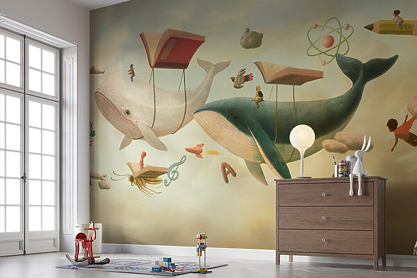 Whale and whale with books and a book on it Whale and whale with books and a book on it