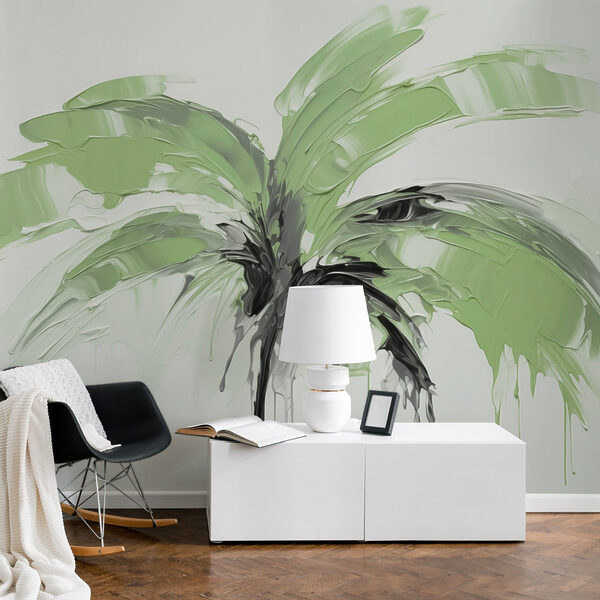 Palm tree painted with green paint Palm tree painted with green paint