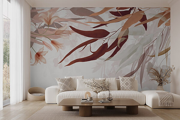 Delicate leaves and blossoms intertwine Delicate leaves and blossoms intertwine