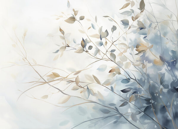 Painting of a tree branch with leaves Painting of a tree branch with leaves
