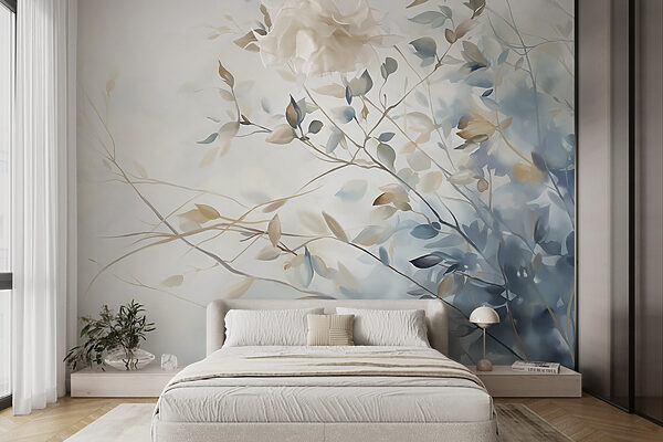 Painting of a tree branch with leaves Painting of a tree branch with leaves