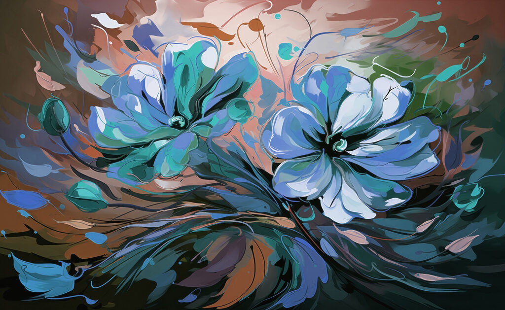 Painting of flowers on a surface Painting of flowers on a surface