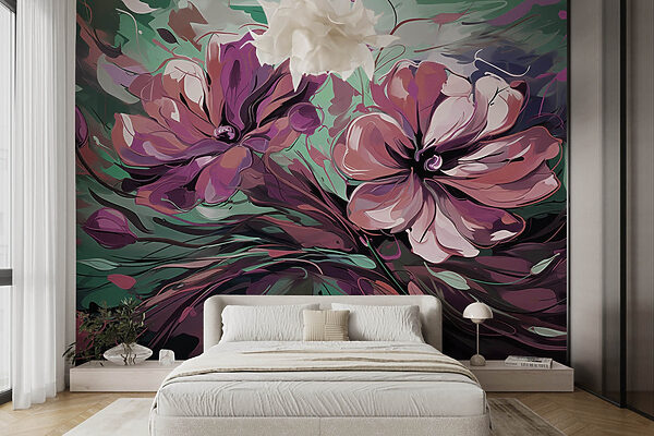 Painting of flowers on a surface Painting of flowers on a surface