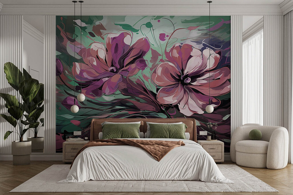 Painting of flowers on a surface Painting of flowers on a surface