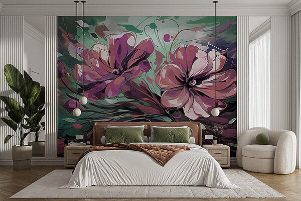 Painting of flowers on a surface Painting of flowers on a surface
