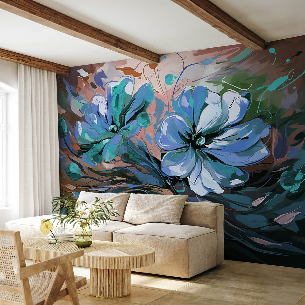 Painting of flowers on a surface Painting of flowers on a surface