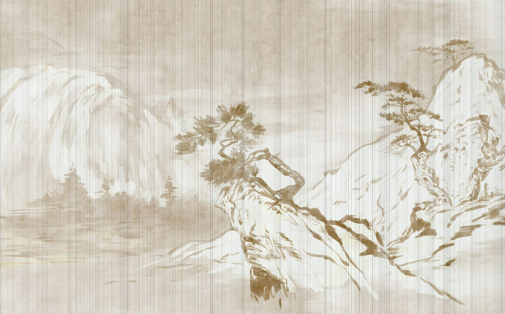 Painting of mountains and trees Painting of mountains and trees