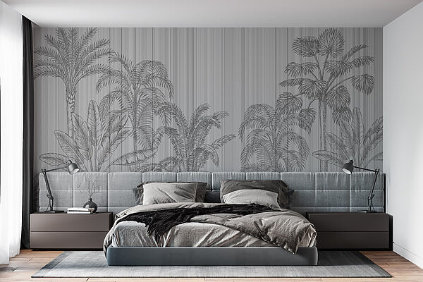 Grey and white background with palm trees Grey and white background with palm trees