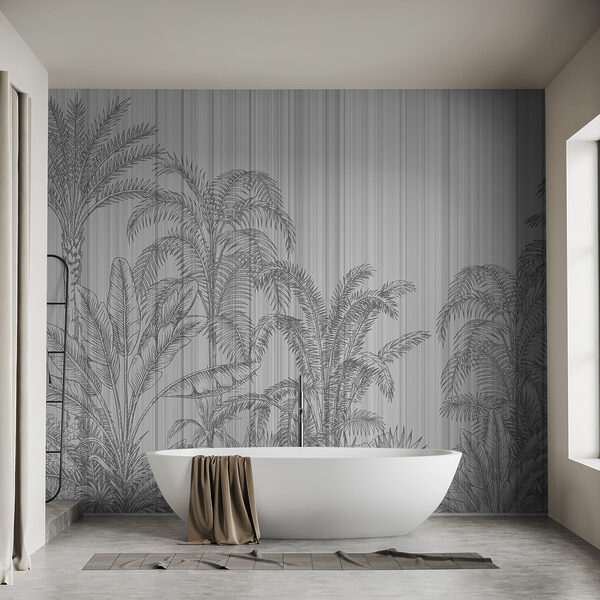 Grey and white background with palm trees Grey and white background with palm trees