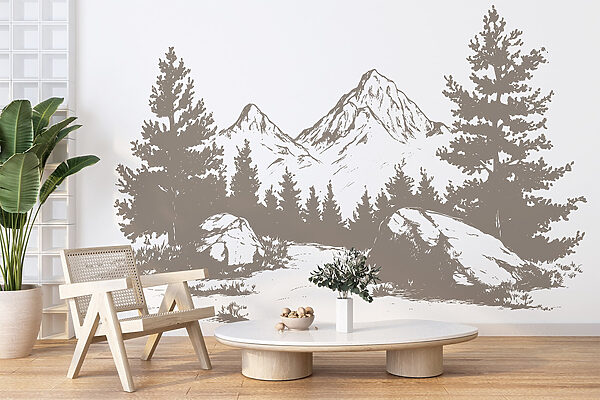 Mountain range with trees and rocks Mountain range with trees and rocks