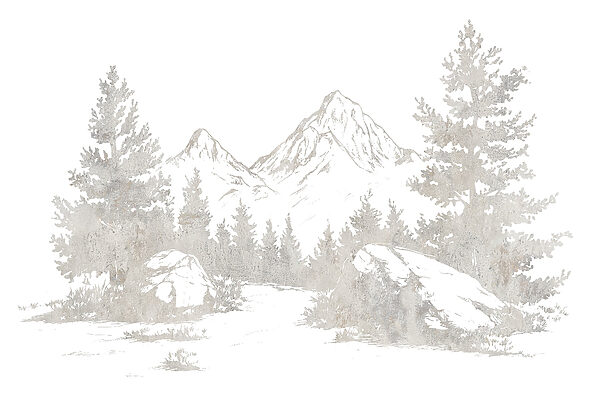 Drawing of a mountain range Drawing of a mountain range
