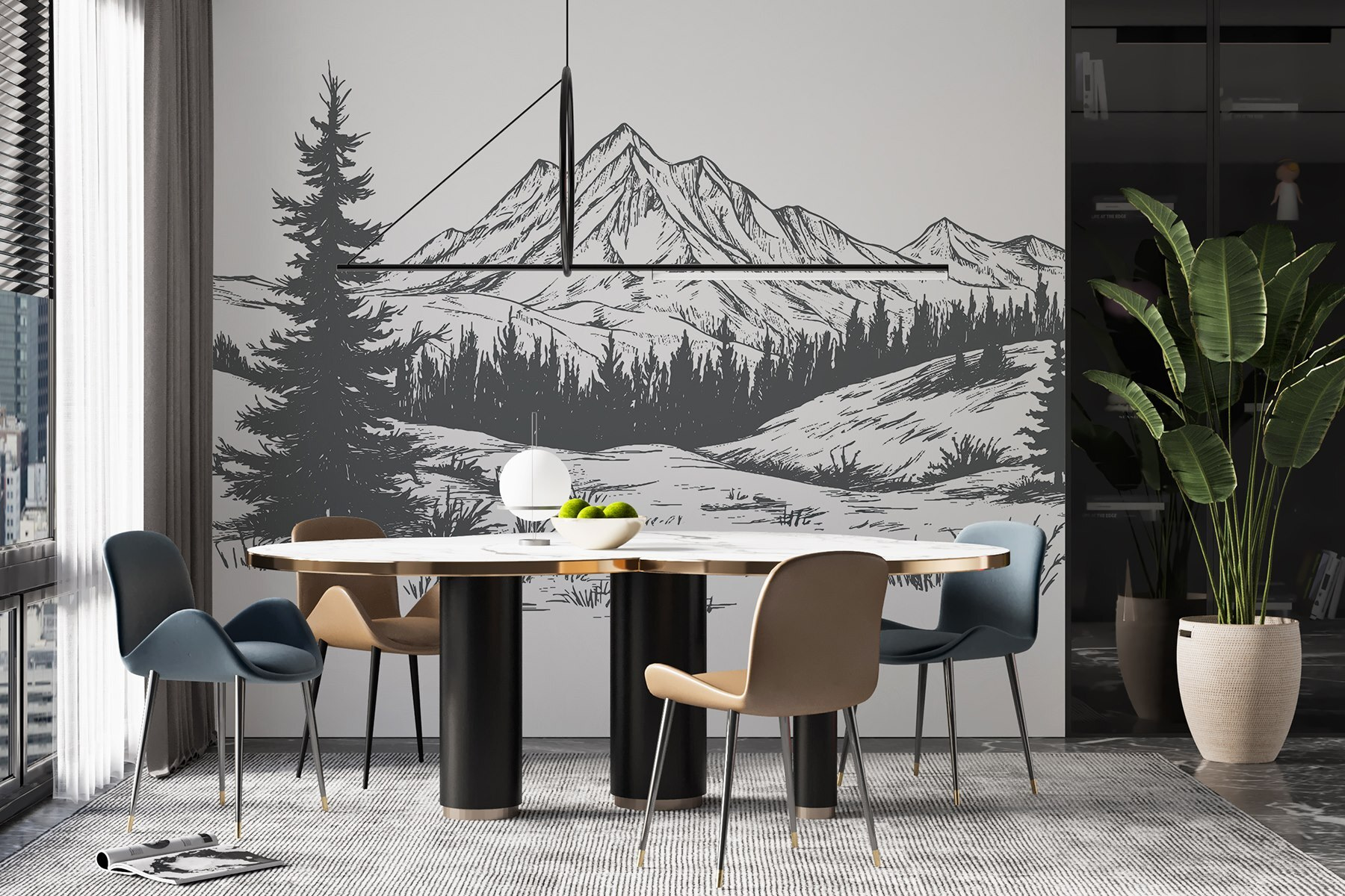 Drawing of a mountain range