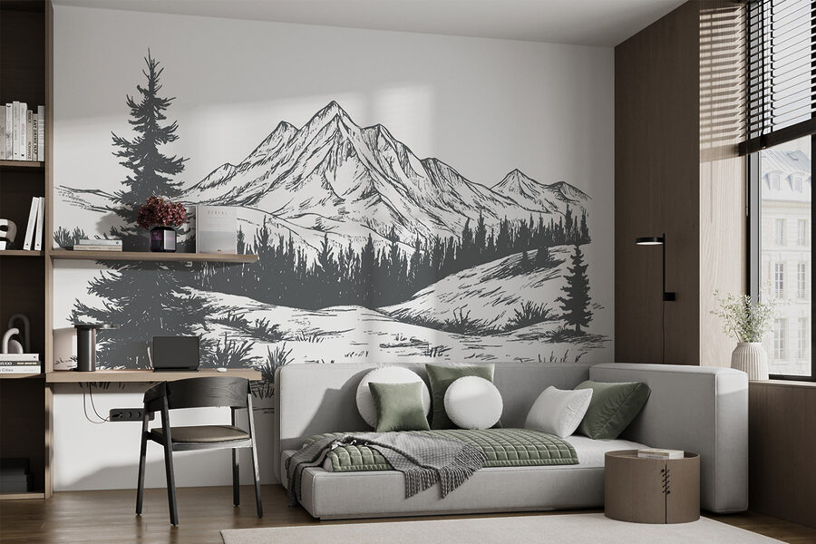 Drawing of a mountain range