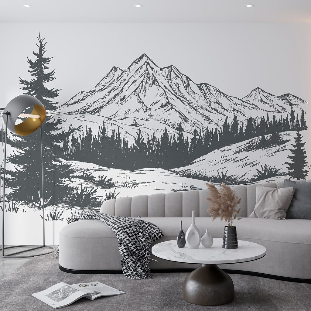 Drawing of a mountain range Drawing of a mountain range