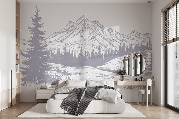 Drawing of a mountain range Drawing of a mountain range