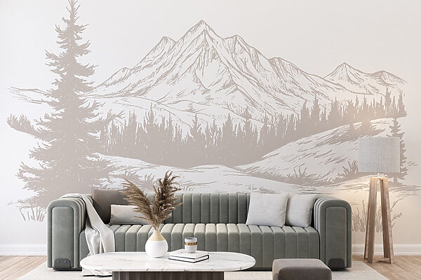 Drawing of a mountain range Drawing of a mountain range