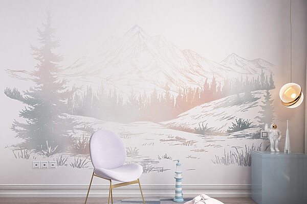 Landscape with trees and mountains