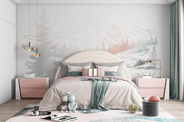 Landscape with trees and mountains