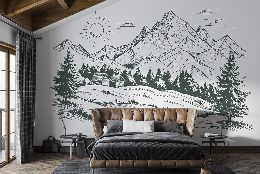 Landscape with trees and a house