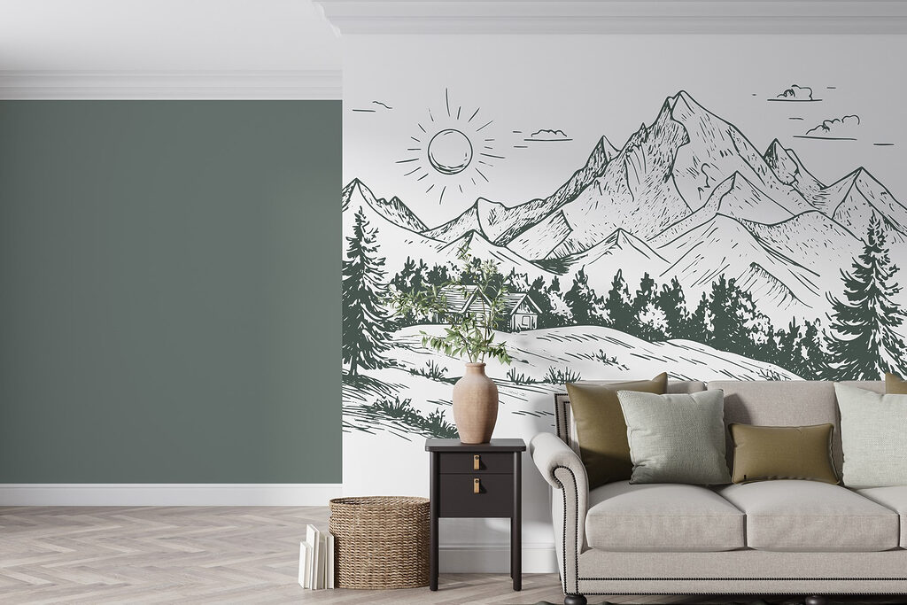 Landscape with trees and a house