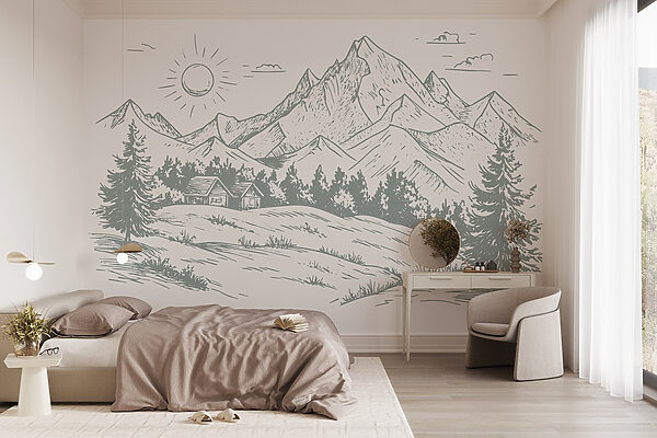 Landscape with trees and mountains Landscape with trees and mountains