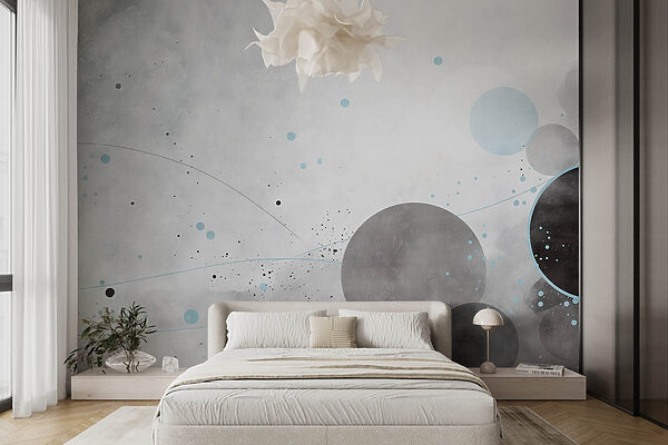 Grey and blue circles and lines Grey and blue circles and lines