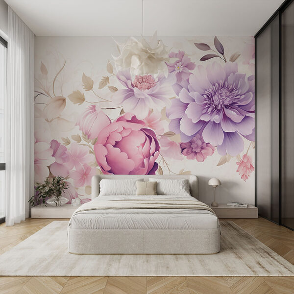Delicate blooms in soft hues Wall murals Delicate blooms in soft hues